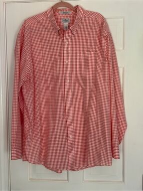 L.L. Bean Men’s Salmon colored Gingham Button-Down Shirt